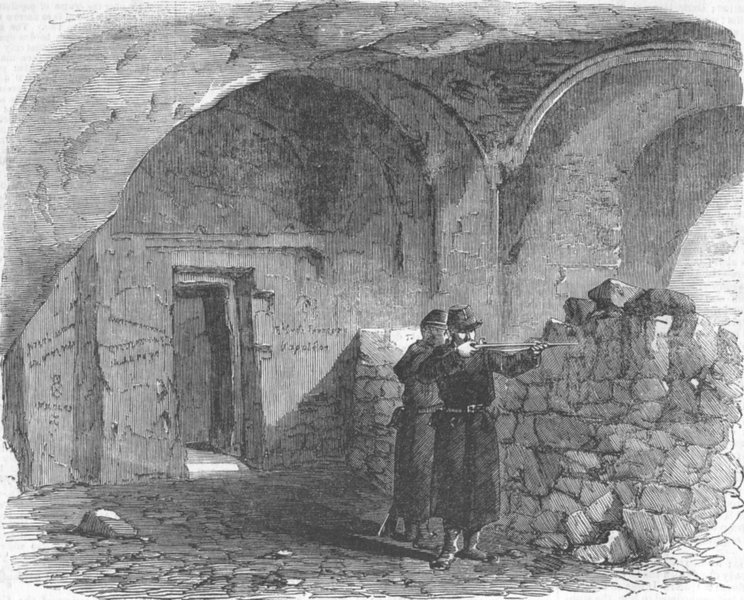 Associate Product UKRAINE. Monastery of St George interior, Balaklava, antique print, 1856