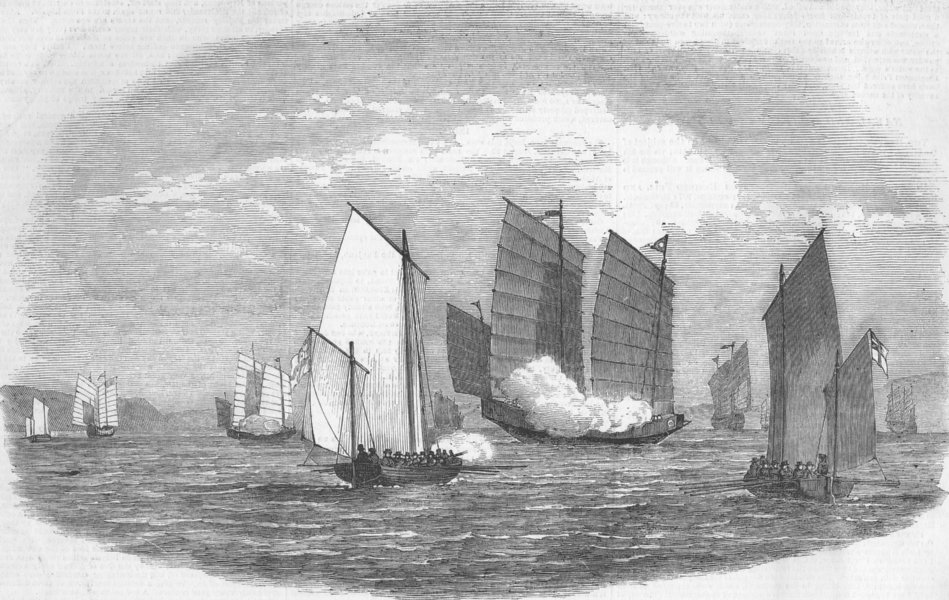 Associate Product CHINA. Attack on Pirates in Bias's Bay, antique print, 1851
