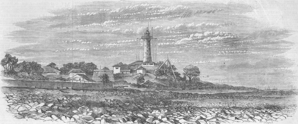 Associate Product INDIA. Lighthouse on Colaba Point, near Mumbai, antique print, 1868
