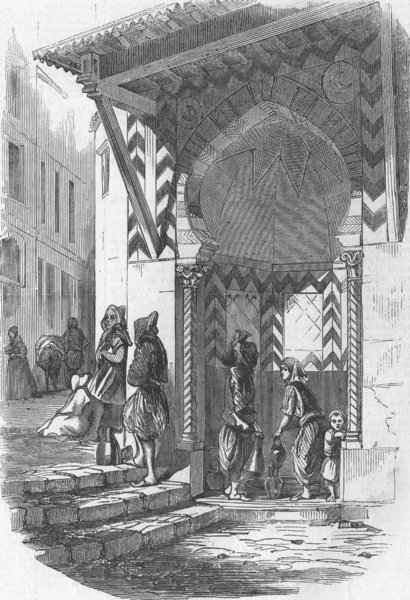 Associate Product ALGERIA. Moorish Fountain, Algiers, antique print, 1858