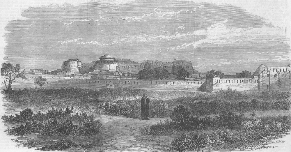 Associate Product PAKISTAN. Punjab. Shubkuddar Fort, Peshawar, antique print, 1868