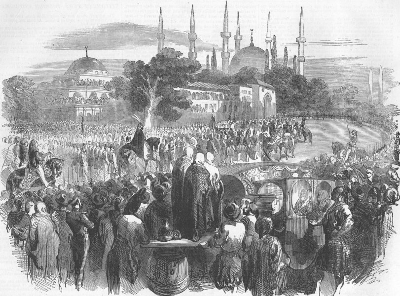 Associate Product TURKEY. Sultan at Festival of Bayram, Istanbul, antique print, 1854