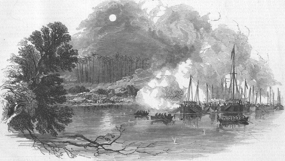 Associate Product MOZAMBIQUE. Attacking Arab Stockade, Angosha River, antique print, 1848