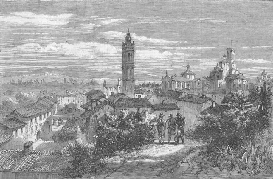 ITALY. View of Carpenedolo, antique print, 1859