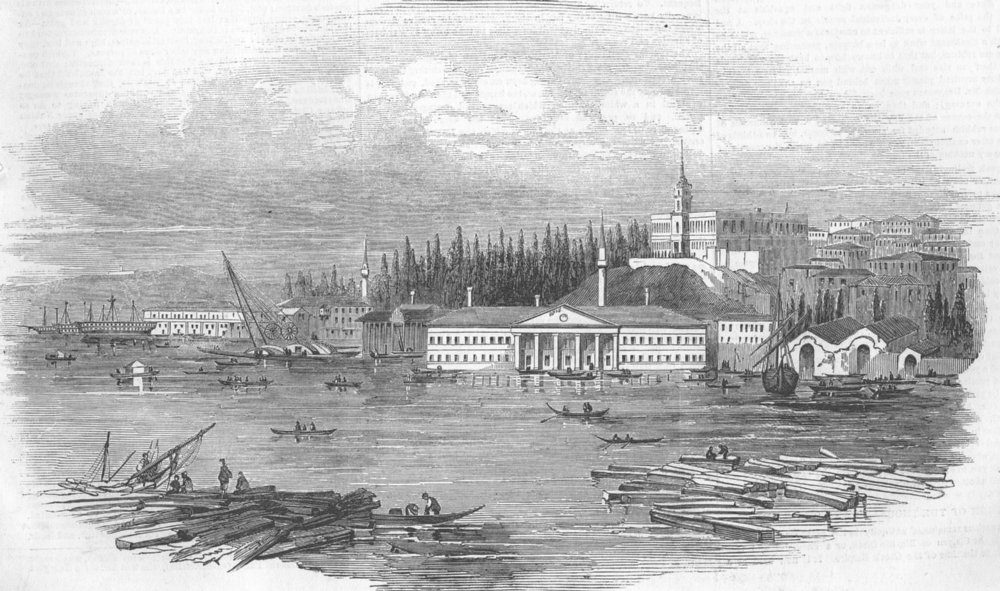 Associate Product TURKEY. The Marine Arsenal, Istanbul, antique print, 1853