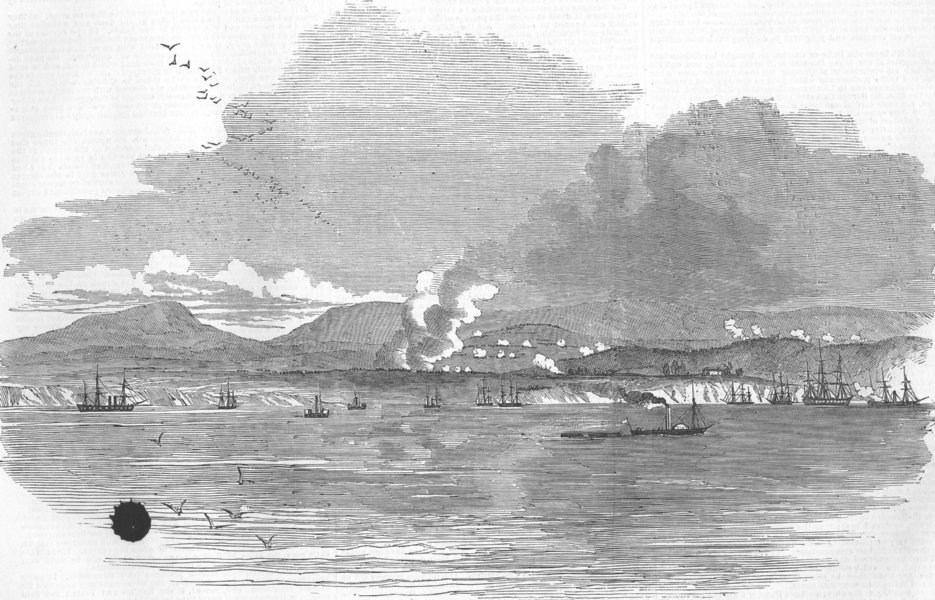 Associate Product UKRAINE. Battle of Alma, from Deck of Star of South, antique print, 1854