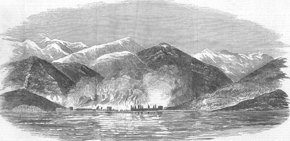 MILITARIA. Ft Golovin, Black Sea, abondoned by Russia, antique print, 1854