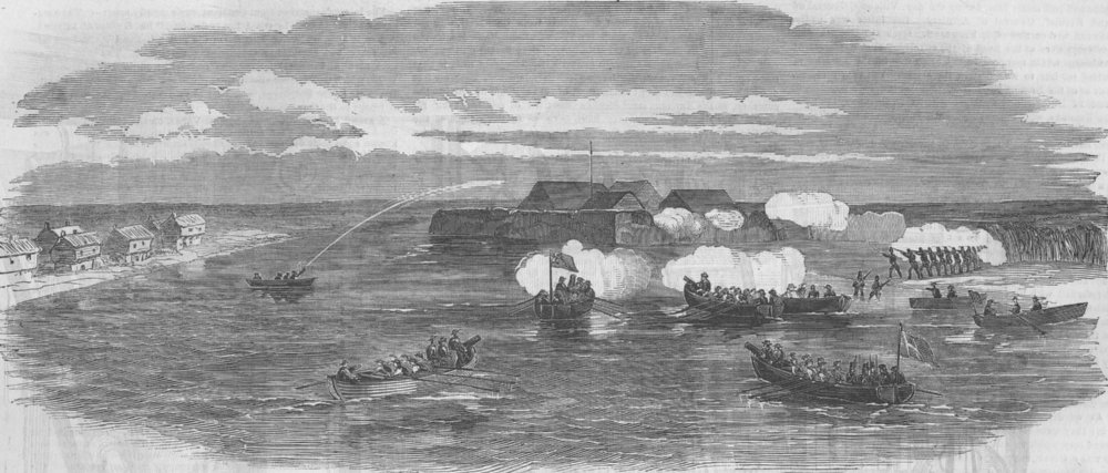 Associate Product ROMANIA. Boat Attack at Sulinah Danube, antique print, 1854