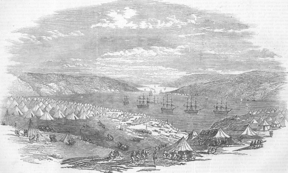 Associate Product TURKEY. Fleet & Egyptian Camp, Unkiar Skelessi, antique print, 1853