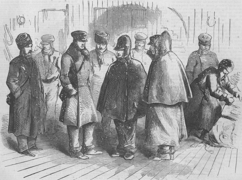 Associate Product RUSSIA. Passengers for England at Kronstadt, antique print, 1856