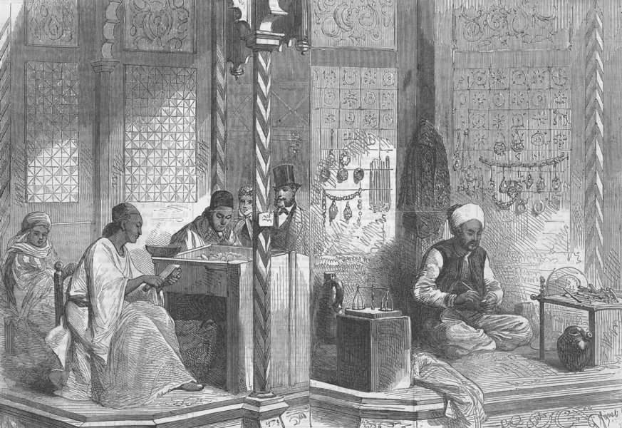 ALGERIA. Paris Expo. Algerian Craftsmen at Work, antique print, 1867