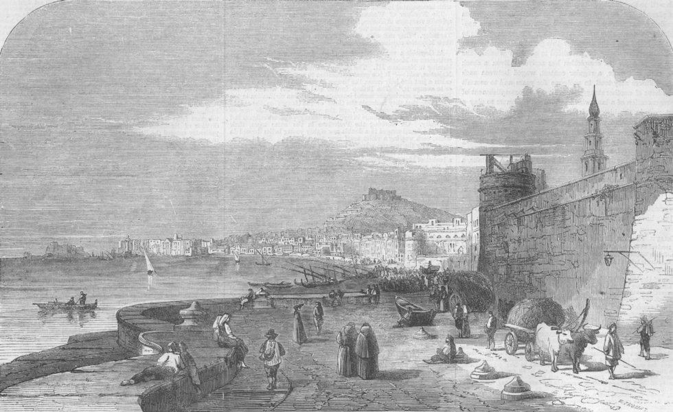 Associate Product ITALY. Napoli, from the Castel Del Carmine, antique print, 1860