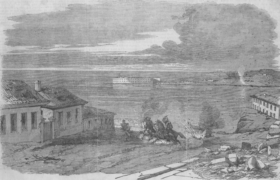 Associate Product UKRAINE. Sevastopol-entry to harbour nr Ft Nicholas, antique print, 1856