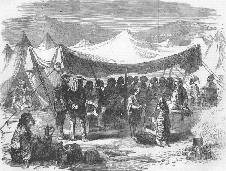 Associate Product UKRAINE. Croats' Camp at Balaklava, antique print, 1855