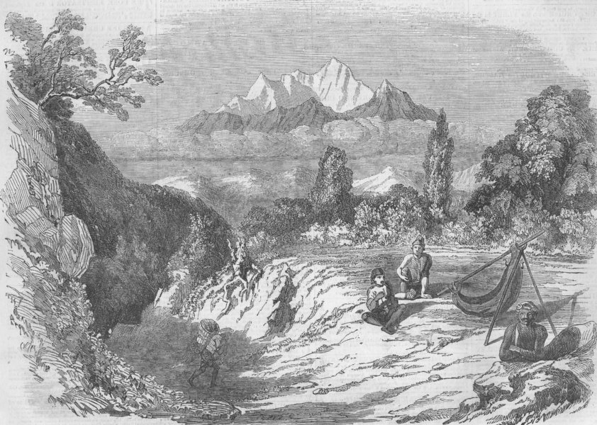 NEPAL. Mount Everest. Goosain-Than-The Highest Peak, antique print, 1855