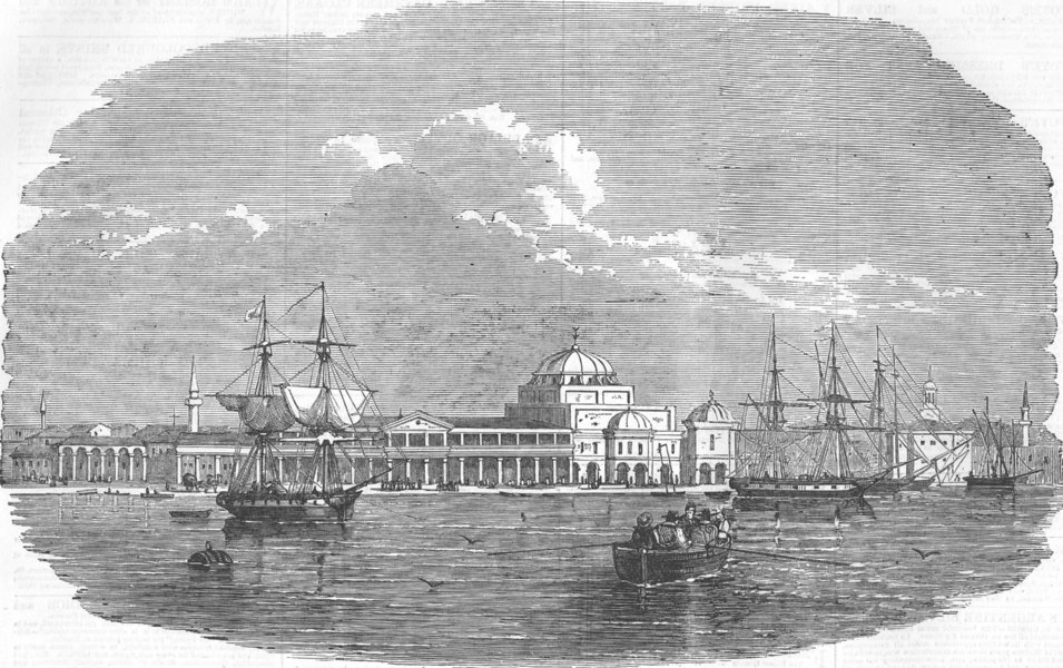 Associate Product UKRAINE. Yevpatoria-The Harbour, antique print, 1854