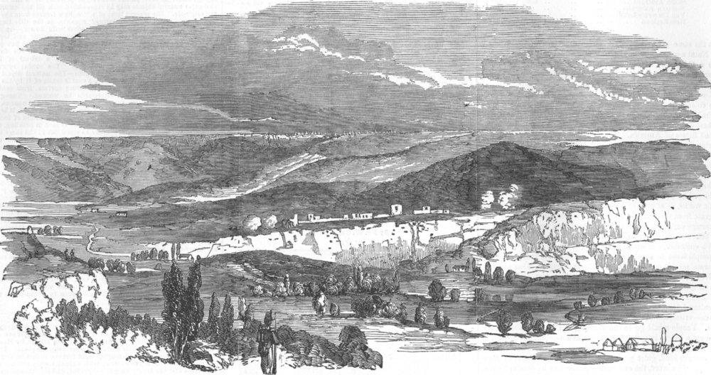 Associate Product UKRAINE. Siege of Sevastopol. Valley of Inkerman, antique print, 1854