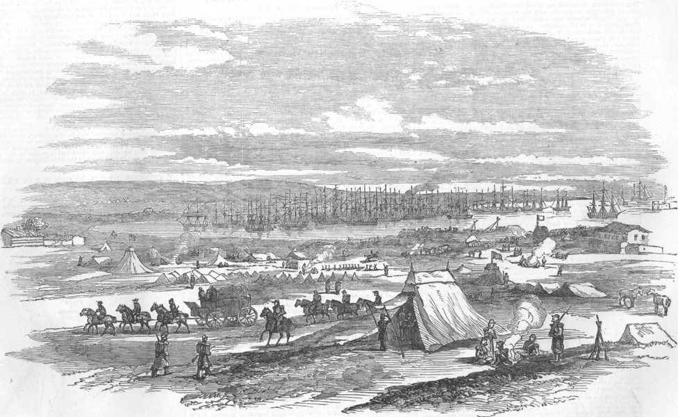 Associate Product UKRAINE. French Troops landing at Cape Chersonese, antique print, 1854