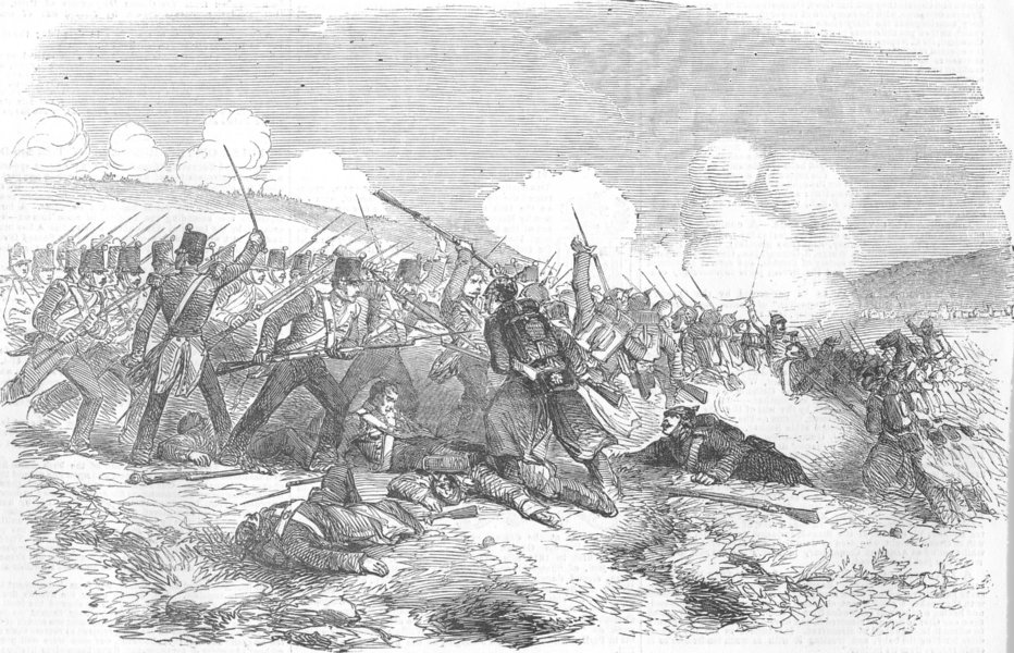 Associate Product UKRAINE. Battle of Inkerman-Repulse of Russians, antique print, 1854