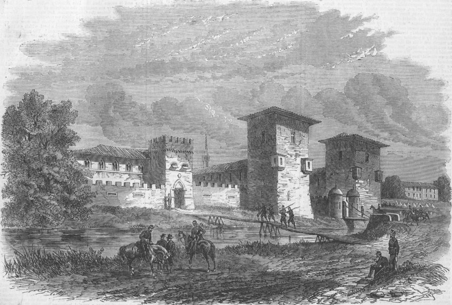 Associate Product ITALY. Torre Malamberti, Cremona, Gen La Marmoras HQ, antique print, 1866