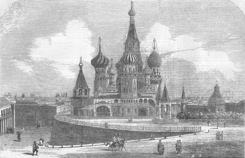 Associate Product RUSSIA. The Cathedral of St Basil, Moscow, antique print, 1856