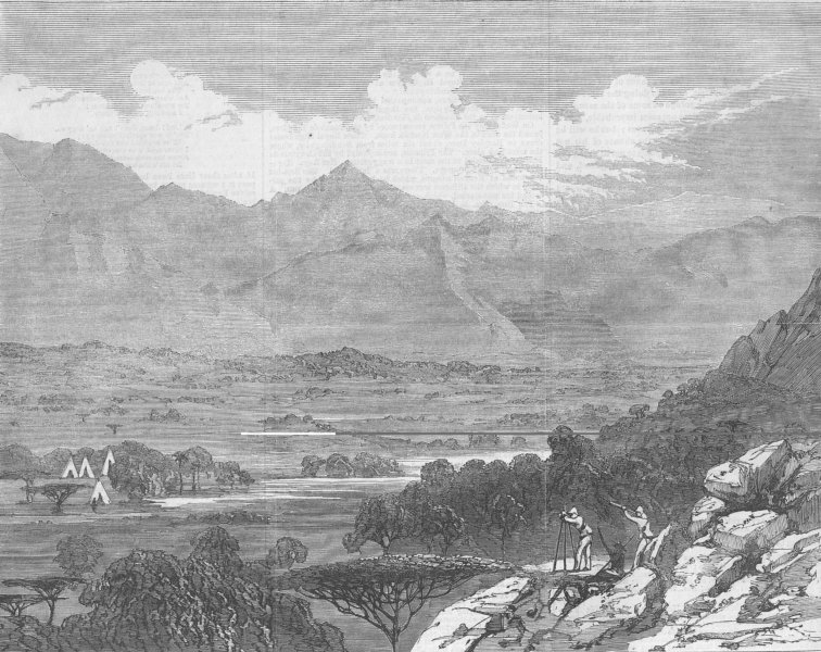 Associate Product ETHIOPIA. Surveying Camp at Weah, & Tekonda Pass, antique print, 1867