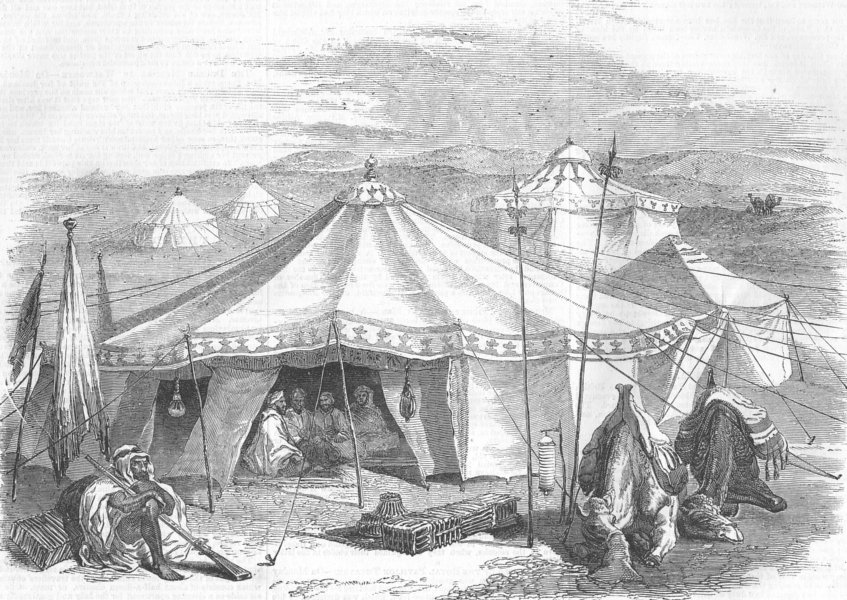 Associate Product LANDSCAPES. Travellers' Encampment in the Desert, antique print, 1857