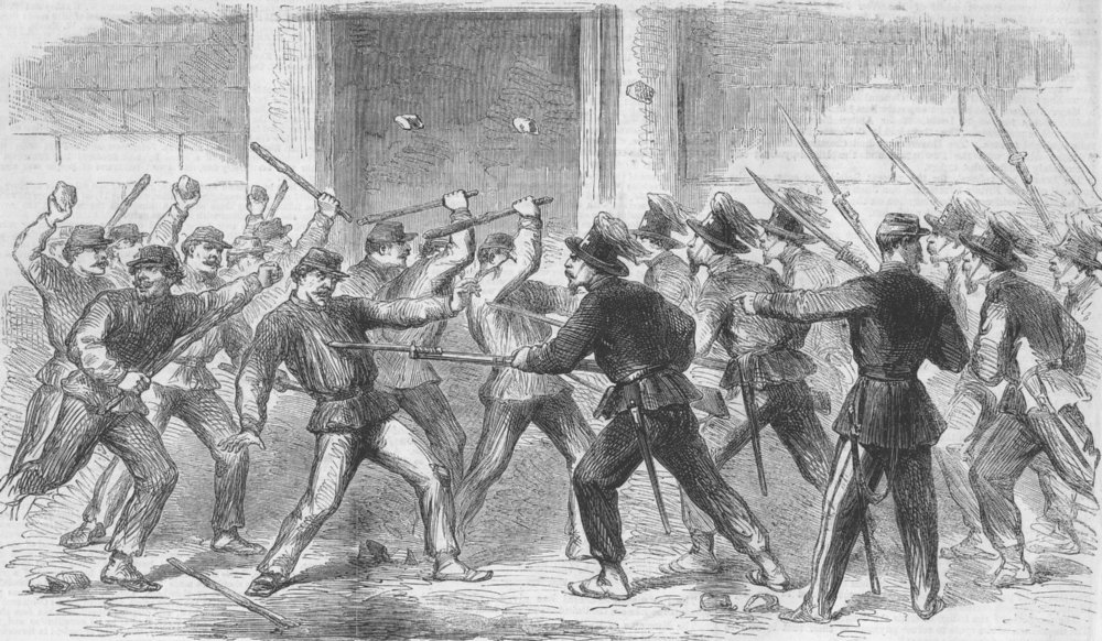 Associate Product ITALY. Fight. Bersaglieri & False Garibaldini, Napoli, antique print, 1861