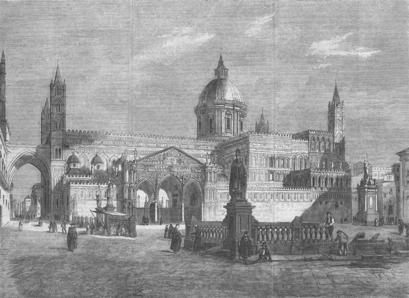 Associate Product ITALY. The Cathedral of Palermo, Sicily, antique print, 1860