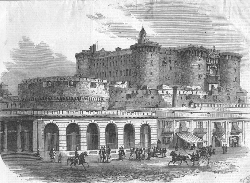 Associate Product ITALY. The Castle Nuovo, at Napoli, antique print, 1857