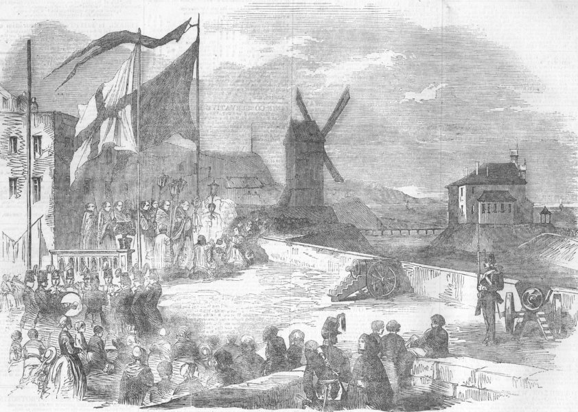 Associate Product BELGIUM. Ceremony of Blessing the Sea, at Ostend, antique print, 1854