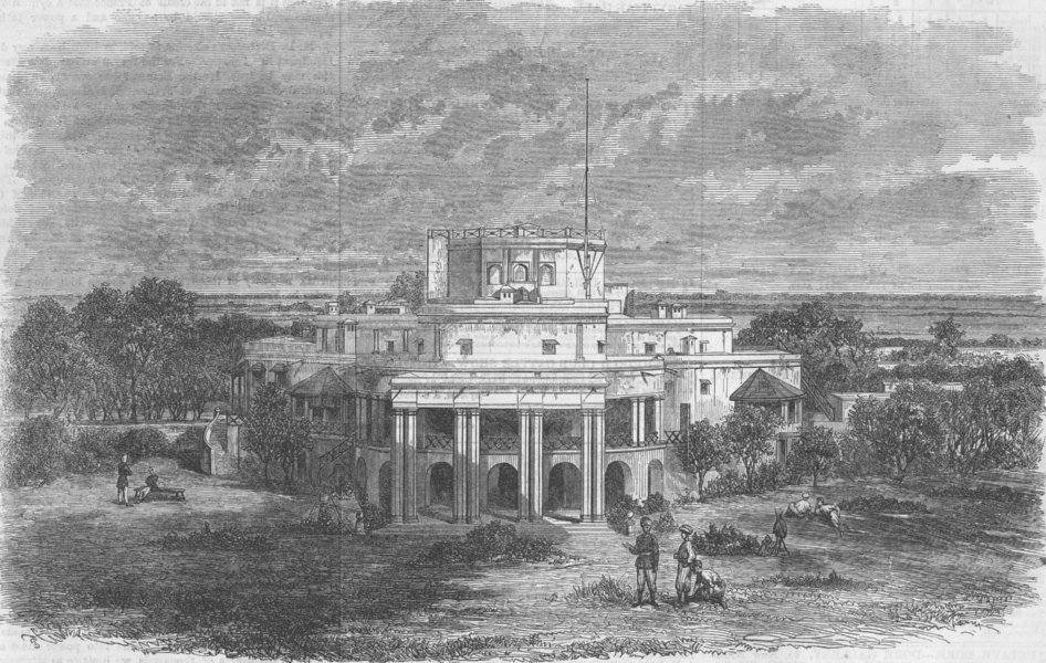 PAKISTAN. Government House, Lahore, Punjab, antique print, 1869