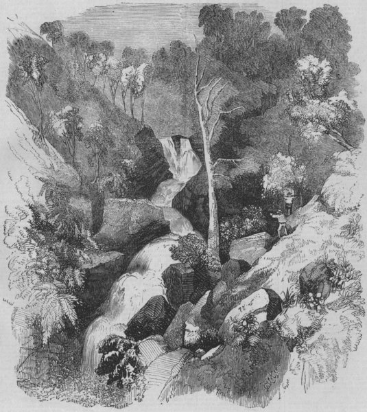 Associate Product AUSTRALIA:Bunyarrambite waterfalls, near Melbourne, antique print, 1858