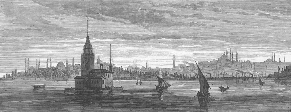 TURKEY. Maiden's Tower, Istanbul & Golden Horn 1878 antique print picture