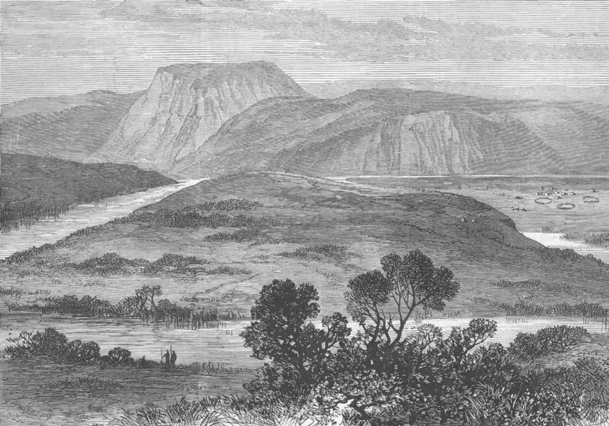 Associate Product SOUTH AFRICA. Kei River, & Monis Kop, From North, antique print, 1878