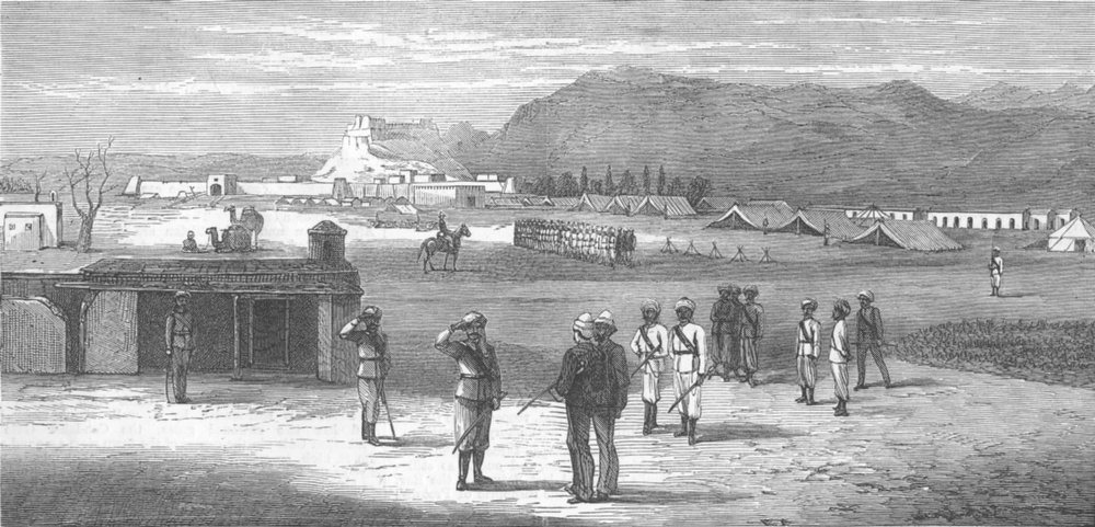 PAKISTAN. Quetta, in Baluchistan, British Troops, antique print, 1878