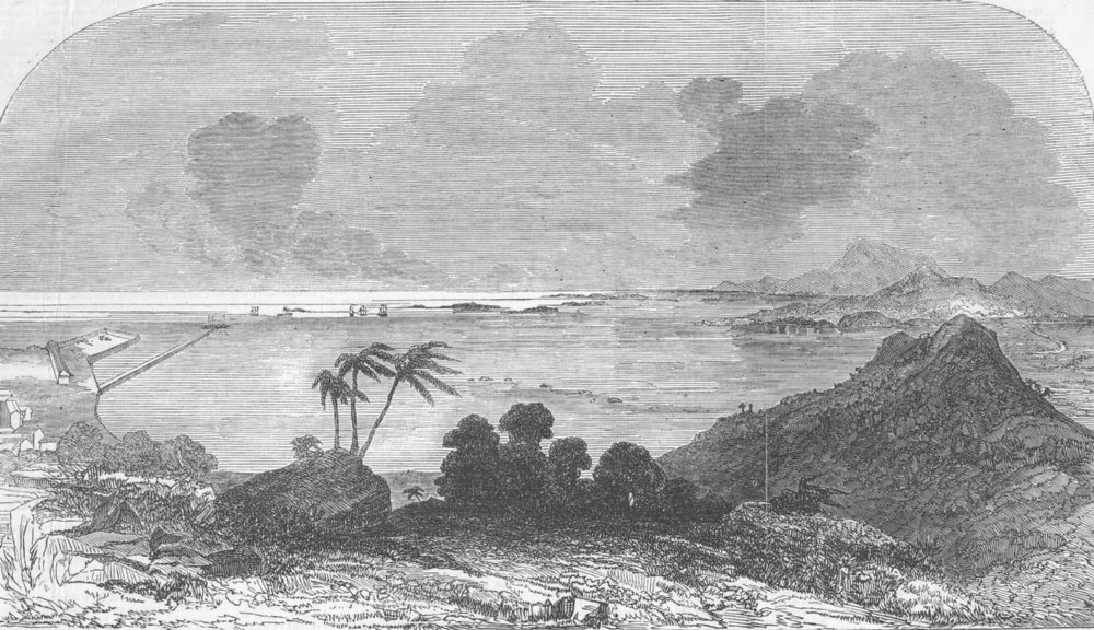 Associate Product PANAMA. Panama Canal. Bay and Harbour of Panama, antique print, 1852