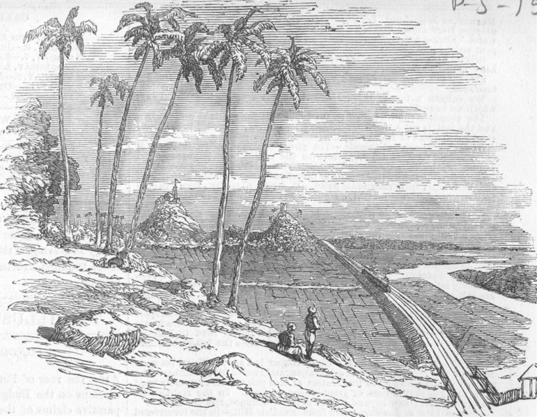 INDIA. Sion Marsh embankment nr Mumbai & Salsette, antique print, 1853