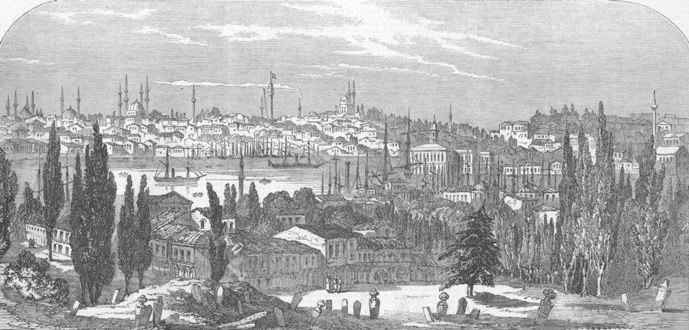 Associate Product TURKEY. Part of Istanbul, and The Golden Horn, antique print, 1849