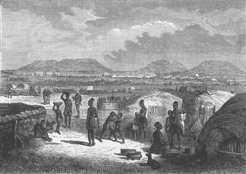 Associate Product SOUTH AFRICA. Xhosa War. Ft & Camp at Danube, Natal, antique print, 1879