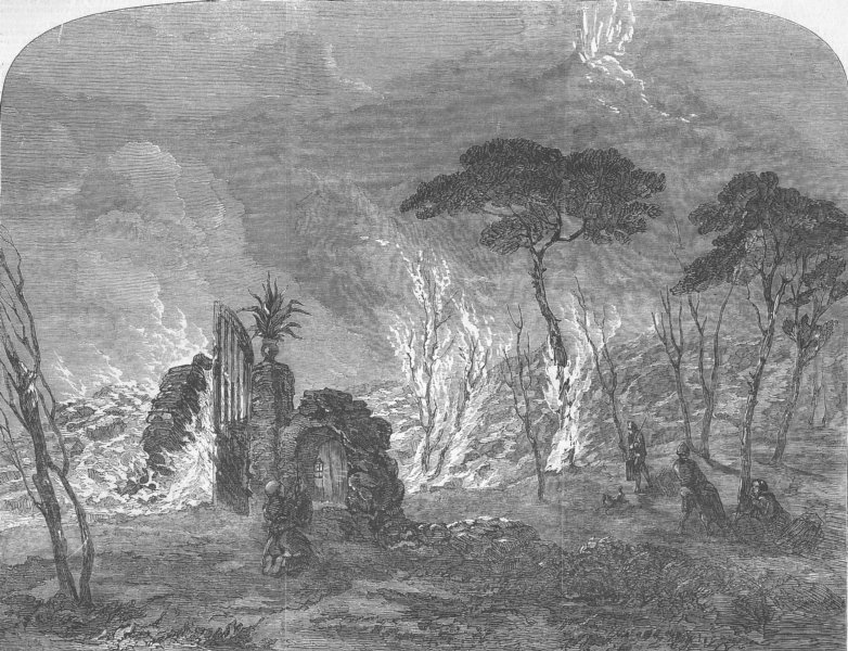 Associate Product ITALY. Eruption of Vesuvius, antique print, 1850