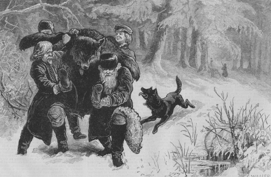Associate Product RUSSIA. The Imperial Bear Hunt in Russia, antique print, 1874