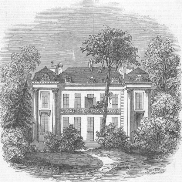 FRANCE. Garden Front of the Hotel Sebastiani, antique print, 1847