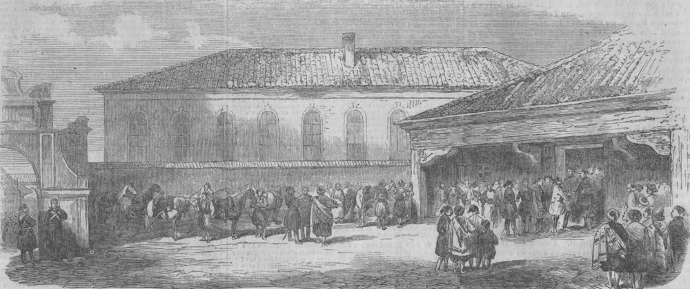 Associate Product BULGARIA. Omer Pacha arriving, Custom House, Varna, antique print, 1854