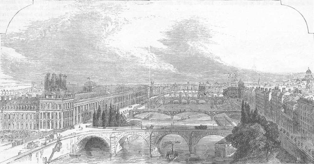 FRANCE. Paris Seine view from near the Pont Royal, antique print, 1872