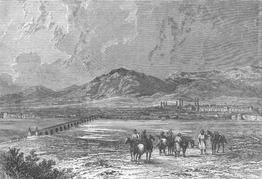 Associate Product AFGHANISTAN. Bridge over River Herirood, antique print, 1863