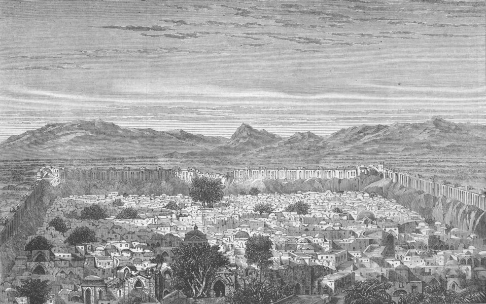 AFGHANISTAN. Herat, from The Citadel, antique print, 1863