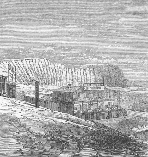 PERU. Chincha Islands. Hotel nr Principal Mole, antique print, 1863