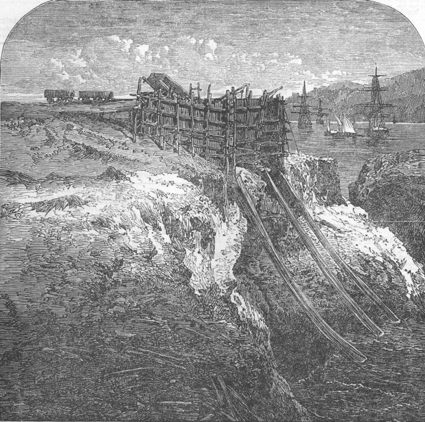 PERU. Chincha Islands. Manguera or Shoot for Guano, antique print, 1863