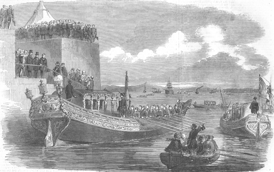 Associate Product PORTUGAL. boarding of King of Portugal, Lisboa, antique print, 1855